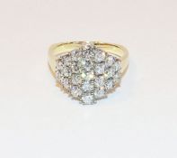 14 k Gelb- und Weißgold Ring mit 23 Diamanten, ca. 1,4 ct., klassische Handarbeit