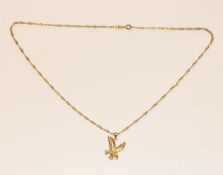 14 k Gelbgold Kette, L 46 cm, mit Anhänger 'Adler', 4,85 gr.