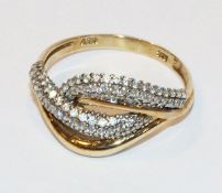 9 k Gelb- und Weißgold Ring, keine Diamanten, 2 gr., Gr. 57