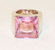 Sterlingsilber Ring mit rosa Glasstein, signiert Thomas Sabo, 39 gr., Gr. 55