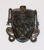 Sterlingsilber Brosche 'Mexikanische Maske', 11 gr., 4,5 cm x 4 cm