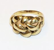8 k Gelbgold Ring in verschlungener Form, 4,27 gr., Gr. 55