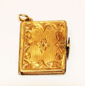 8 k Gelbgold, geprüft, Medaillon-Anhänger in Buchform, fein graviert, aufklappbar, mit Foto und