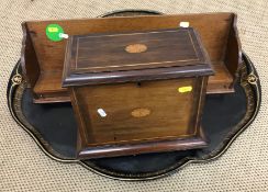 A circa 1900 Tolware type painted tray with dog's head motif centre 61 cm x 76 cm,