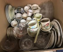 A box containing assorted china wares to include Copeland Spode 