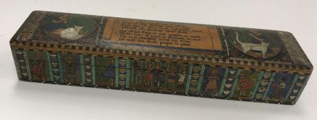 A circa 1900 hand-painted pen or glove box decorated in the style of Mabel Lucie Attwell or similar,