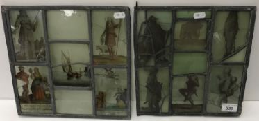 Two leaded glazed and painted multi-glas