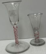 A Georgian enamel twist stem wine glass