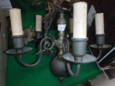 A Dutch style five branch electrolier to