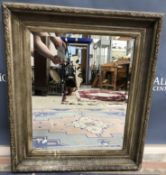 A modern gilt framed rectangular wall mi