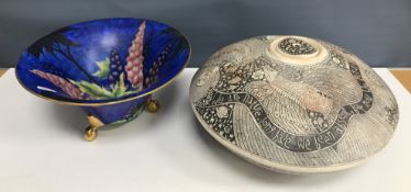 A modern scraffito decorated pottery vas