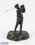Spelter Golfing Figure - depicts juvenile golfer in action pose measures 8.5