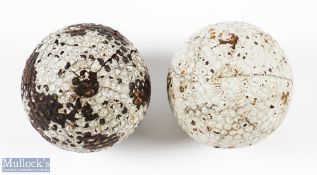 2x Interesting Bramble Guttie Golf Balls one of which was reputably used by Irelands Miss Rhona