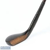 Most unusual J Morris dark stained beech wood longnose play club c1885 fitted with whole cane