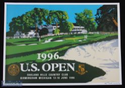 Kenneth Reed signed 1996 US Open Championship Official US Open Golf Championship Poster colour print