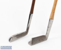 Vardon Brown metal mallet head drop toe putter with oval hosel and shaft together with James Braid