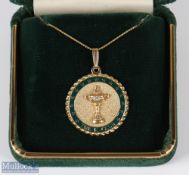2006 Official Ryder Cup Presentation 10ct Gold and Diamond Ladies Engraved Necklace - presented to