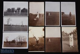 Collection of interesting 1920s golfing postcard size real photographs (7) to include ladies and