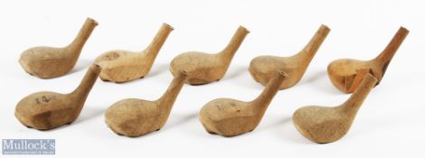 Collection of 9x unused large persimmon socket head golf woods - comprising 1x driver and a good