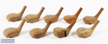 Collection of 9x unused large persimmon socket head golf woods - comprising 1x driver and a good