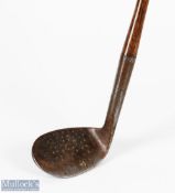 Tom Stewart Maker St Andrews Niblick/Sand Iron - with good leading edge wide sole, c/w makers pipe