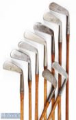 7x Assorted smooth faced irons by various maker's such as George Nicol of Leven mashie, Cochrane