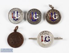 Collection of various Lady Golf Union silver and enamel inlaid pin badges medals (5) to incl 3