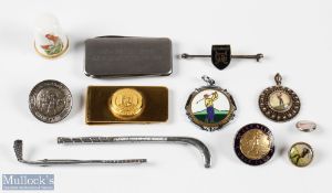 Golf Buttons and Collectables: to include hallmarked silver Hollingbury Park Brighton button, a