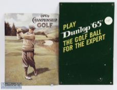 Dunlop 65 Golf Ball enamel advertising sign 'Play Dunlop 65 The Golf Ball for the Expert' in