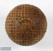 A1 Black 27.5 c1891 moulded mesh gutty Golf ball devoid of paint, well used but in good all round