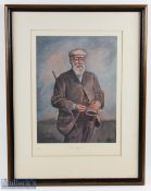 c1970 Tom Morris with Club & Pipe Framed 'The Old Golf Shop' Print ltd ed 84/500, framed and mounted