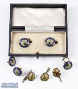 Interesting collection of early Golfing Brass and Celluloid shirt buttons - to include 5 matching