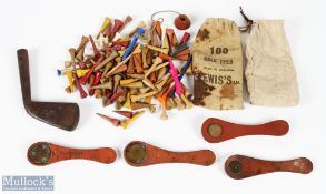 5x Period Golf Rubber Tees - a bag of mixed golf tees, plus J L Cassidy Harrogate club head