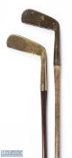 2x Early brass head putters one stamped with the Forgan of St Andrews POWF mark, the other no