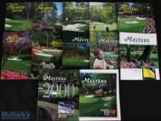 1990-2001 U.S Masters Golf Journals a full run of programmes, in fair condition (12)