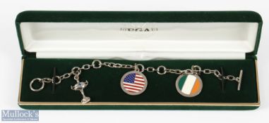 Scarce 2011 Official PGA Cup Silver Plate and Enamel Engraved Ladies Lucky Charm Style Bracelet -