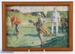 Period Golfing Scene Colour Print Jigsaw Puzzle - mf&g overall 7.25 x 10.5
