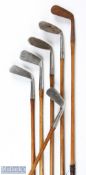 6x Assorted irons a Gibson of Kinghorn stainless mashie, Sunspot spade mashie, Forgan for J S