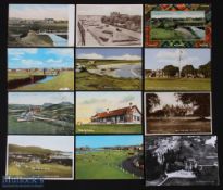 Collection of 12x various Scottish golfing postcards from the early 1900s onwards -4x various