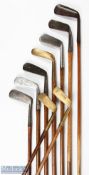 9x Assorted metal and brass putters to incl' The Glider rounded flanged sole putter with square
