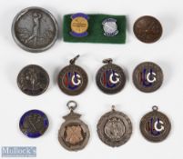 Collection of various Lady Golf Union silver and enamel inlaid Fobs and badge / golf club