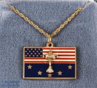 2008 Official Ryder Cup Presentation 10ct Gold, Enamel and Diamond Ladies necklace, presented to