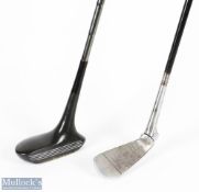 R Forgan Black Magic centre balance putter with composite head, maker's details to brass sole plate,