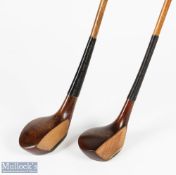 2x Late scare neck woods to incl Percy Hills dark stained brassie with full wrap over sole plate and