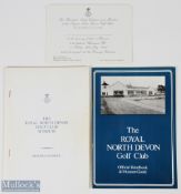 2x Interesting Royal North Devon Golf Club Museum and Handbook Guides signed by David Stirk - an