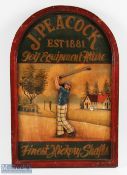 A Modern Wooden J Peacock Finest Hickory Shafts Golf Sign/Display, size #41cm x 60 cm