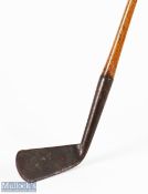 Early large curved faced lofting iron c1885 – random punch face marks, 4