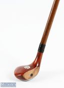 Light stained driver head Golf Sunday Stick with lead sole insert and rear weighting showing a