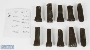 Collection of Cast Iron Golf Club Tools and other Head Stamp Marks, with names/marks of SS, Gwym