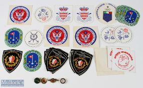Golf Enamel Badges and a collection of golf club / tour stickers, to include Dewtow Golf Club, IMF